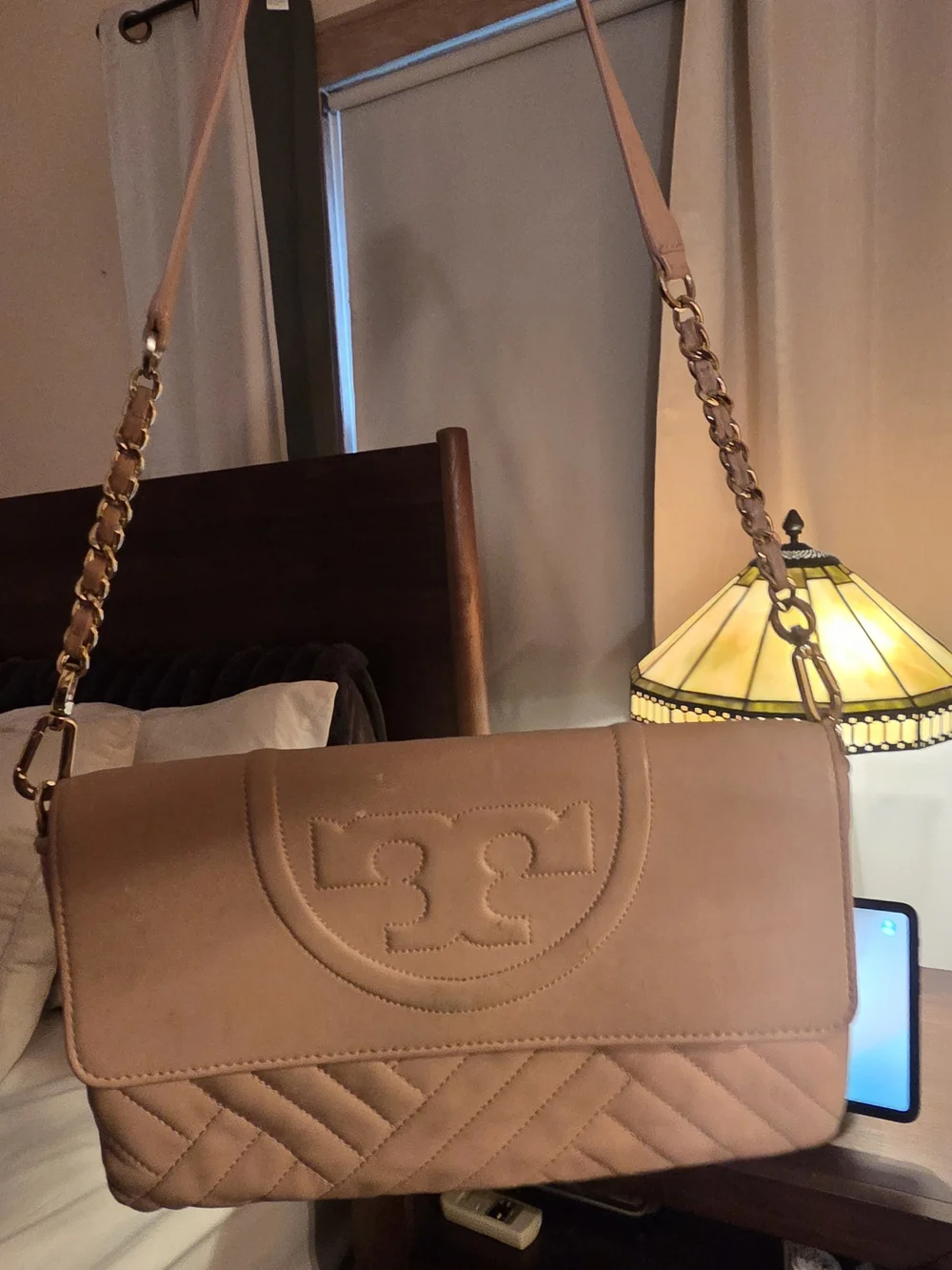 Tory Burch Alexa Quilted Crossbody Bag in Blush Pink